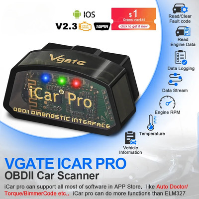 Car Pro Elm327 V2.3 OBD 2 OBD2 Car Auto Diagnostic Scanner WIFI Bluetooth 4.0