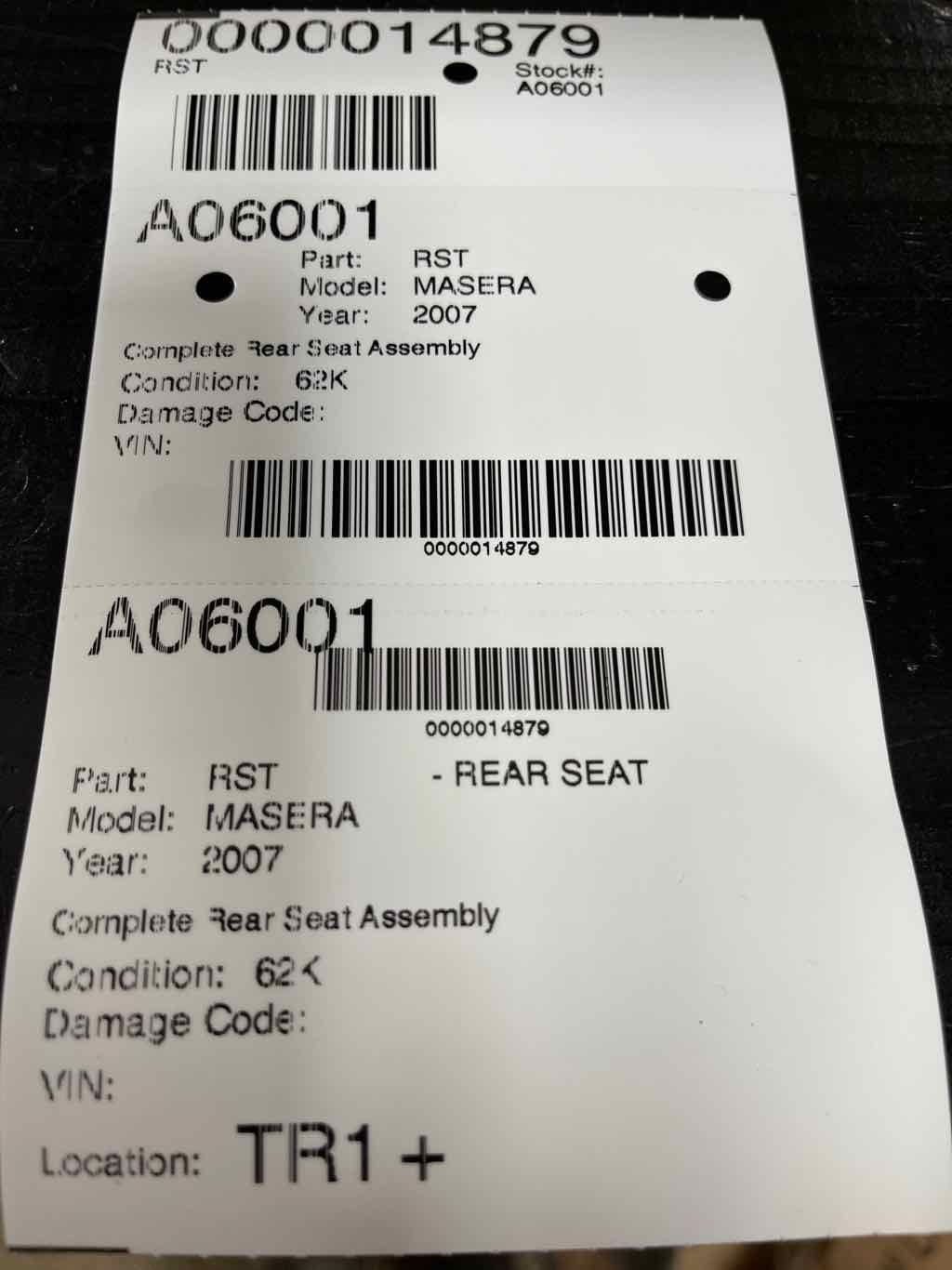 07 MASERATI QUATTROPORT Rear Seat