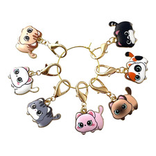 Set of 7 Cat Charms Knitting Stitch Markers Zipper Pulls Purse Lobster Clasps