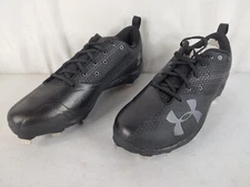 NIB UA HARPER ONE LOW ST METAL CLEATS 1297243-001 BLACK SIZE 14