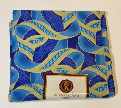Orientar Kingtex Super Java Original Cotton Fabric Blue Yellow 6 Yds