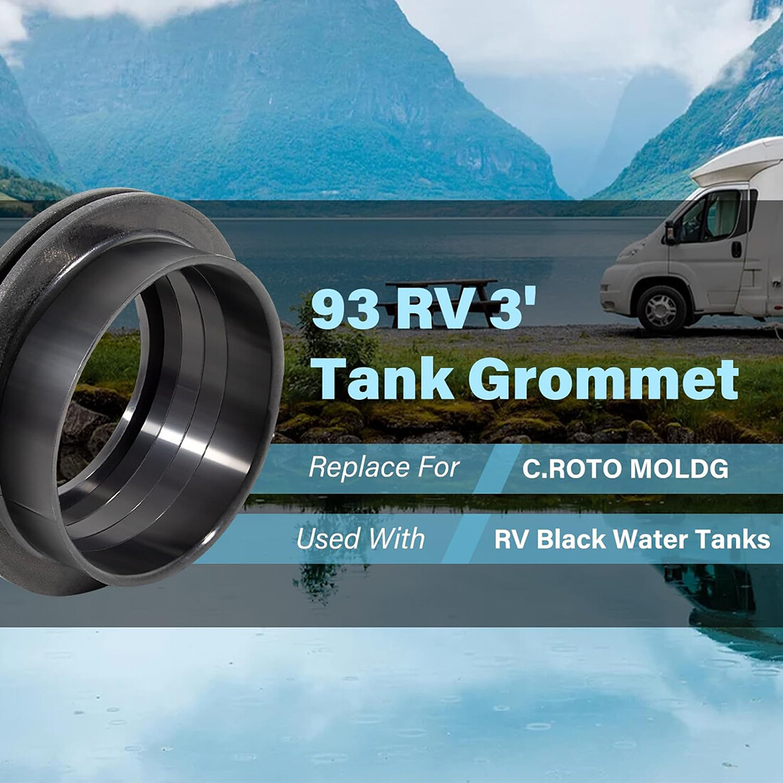Custom RotoMolding 93 RV Tank Grommet 3" RV Black Gray Water Holding