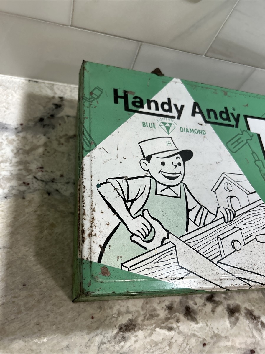 Vintage Handy Andy Tool Set Box With Tools Metal Green Skil Craft