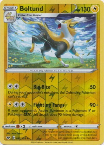 Boltund Rare Reverse Holo  Pokemon TCG Card 075/202