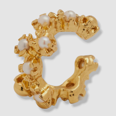$290 Pacharee Womens 18K Yellow Gold Plated Small Floret Ear Cuff Single Earring