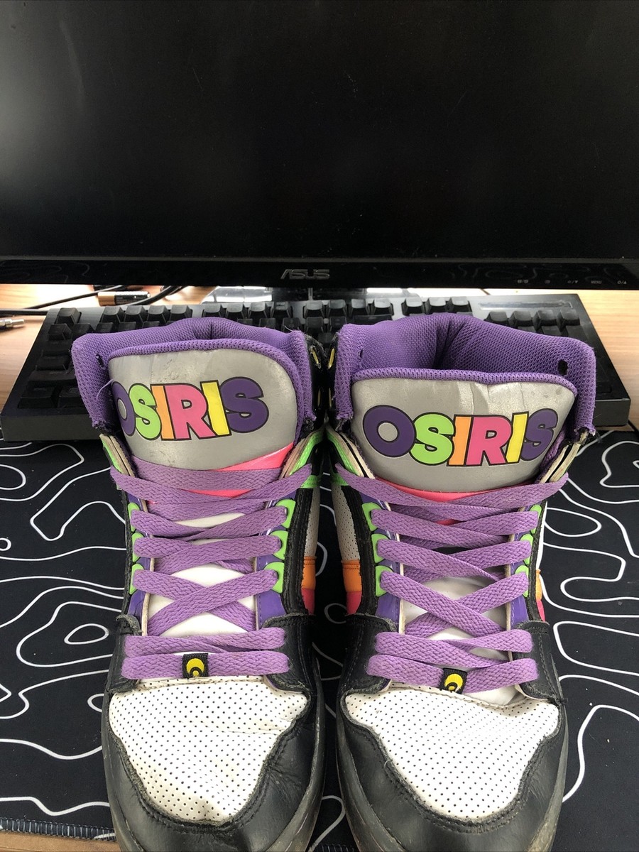 Osiris Nyc 83 Rainbow 2000's High Top Fat Skate Shoe Size 10 ￼