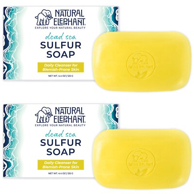 Natural Elephant Dead Sea Sulfur Soap 4.4 oz (125 g) Pack of 2