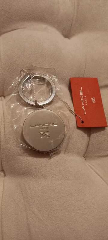 Breloque Porte Clés Accessoire de Sac argenté blanc Forme Fleurs Lancel Vintage - Photo 3/4