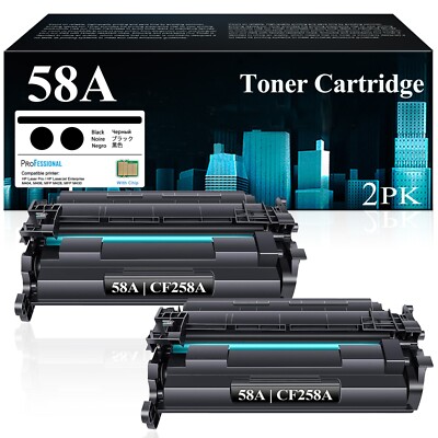 58A Black Toner Cartridge with Chip Compatible for HP CF258A Printer( 2 Pack)