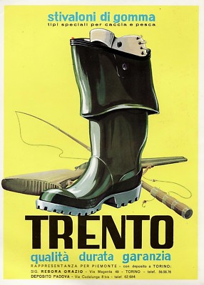 PUBBLICITA' 1965 TRENTO STIVALI GOMMA SPECIALI PER CACCIA