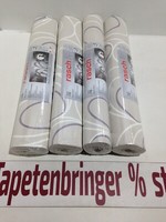 Vliestapete Rasch 4X 728439 (4Rollen) Retro Muster Grau Creme Lila Restposten