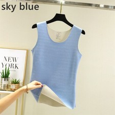 Lady Sleeveless Fleece Lined Vest Camisole Tank Top Soft Undershirt Thermal Warm
