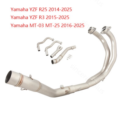 For Yamaha YZF R3 R25 MT-03 MT-25 2016-2025 Full Exhaust System Header Link Pipe