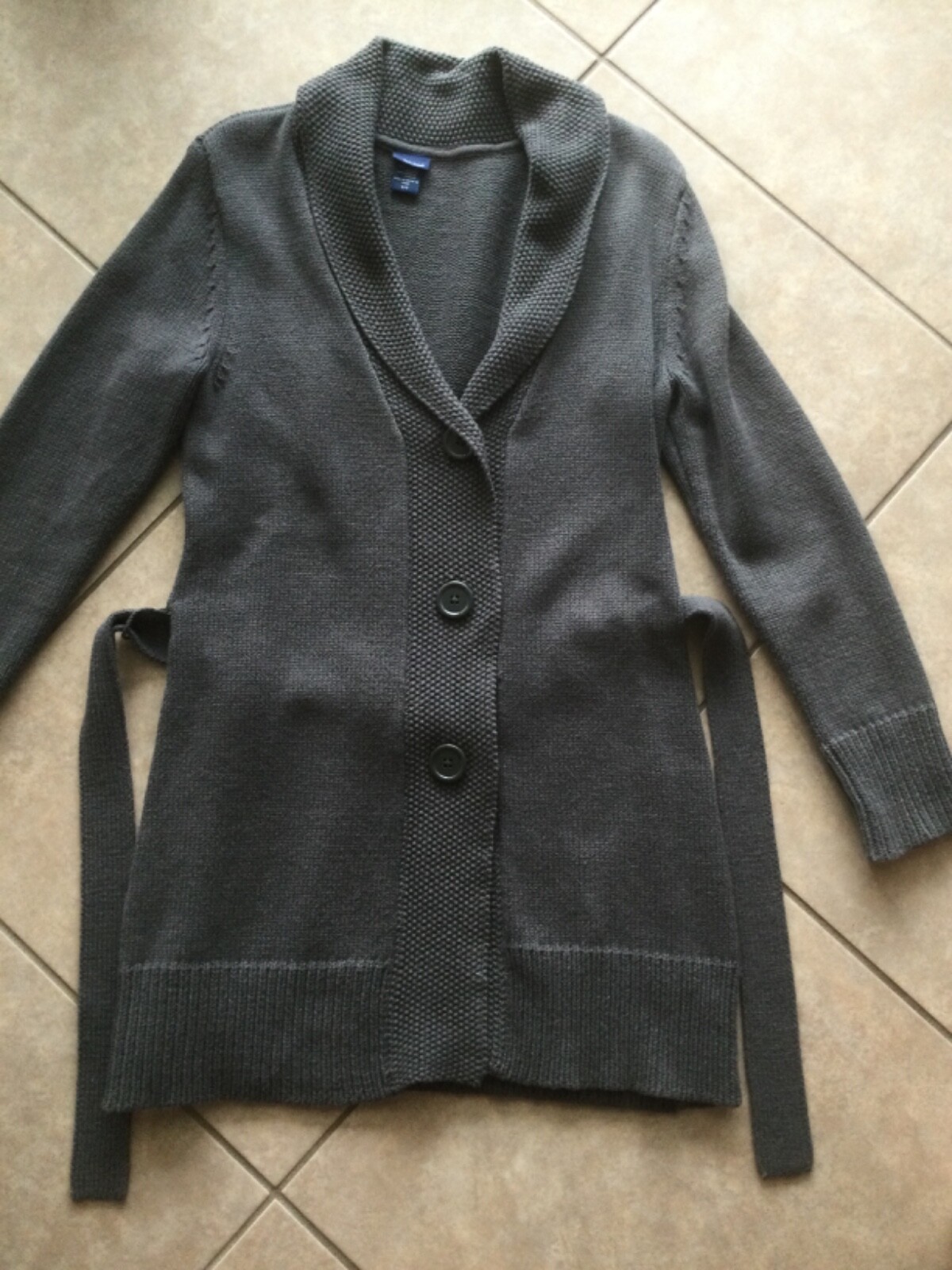 WOMEN'S BASIC EDITIONS GRAY LONG SWEATER WITH BEL… - image 1