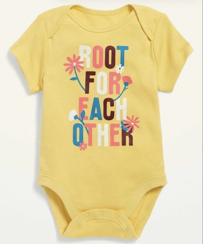 Old Navy Girl Size 6-12 Months ~ Short Sleeve Bodysuit ~ Root For Each Other - Photo 1/1