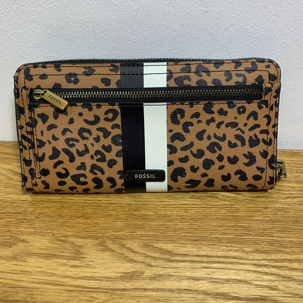 Leopard print store leather purse