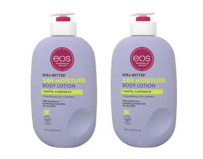 eos Shea Better Body Lotion - Vanilla Cashmere, 24-H Feuchtigkeit Hautpflege - 2 Packungen