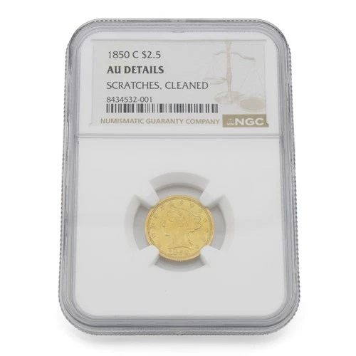 1850-C $2.50 Liberty Head Quarter Eagle NGC AU Details US Gold Coin NR #C893-3
