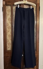 Vintage 70's Levi's Women's Navy Wide-Leg Polyester Pants Size S Flat Front