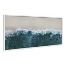 Sylvie Waves Crashing on the Beach Framed Canvas Wall Art by The Creative Bun...