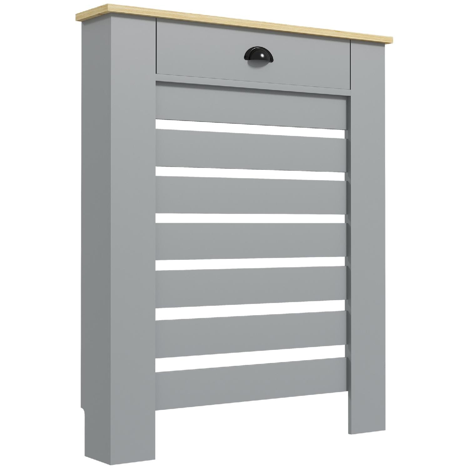 Copritermosifone Moderno Grigio DecHome 78cm con Ripiano e Cassetto