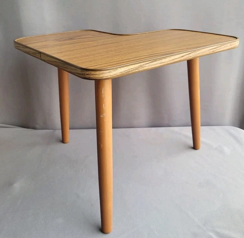 Mesa auxiliar esquinera vintage Mcm soporte para plantas efecto madera patas boomerang dansette - Imagen 1 de 13