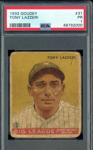 1933 Goudey Tony Lazzeri #31 Rookie Card PSA1 New York Yankees Murderers Row