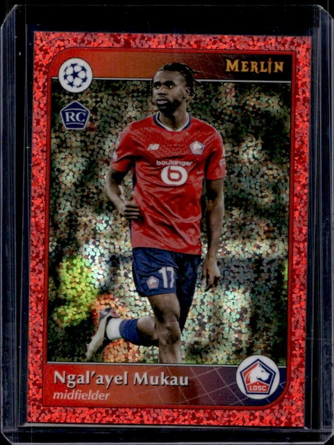 2024-25 Topps Merlin Chrome UEFA Ngal'ayel Mukau RC Red Speckle Refractor #/5