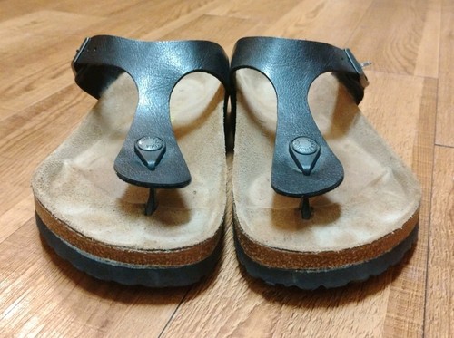 Birkenstock Gizeh T Strap Graceful Licorice Sandals Leather Birko Flor 7/38 REG