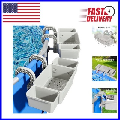 2-Pack Pool Storage Baskets with Adjustable Cup Holders   Enhance Your Pool Area