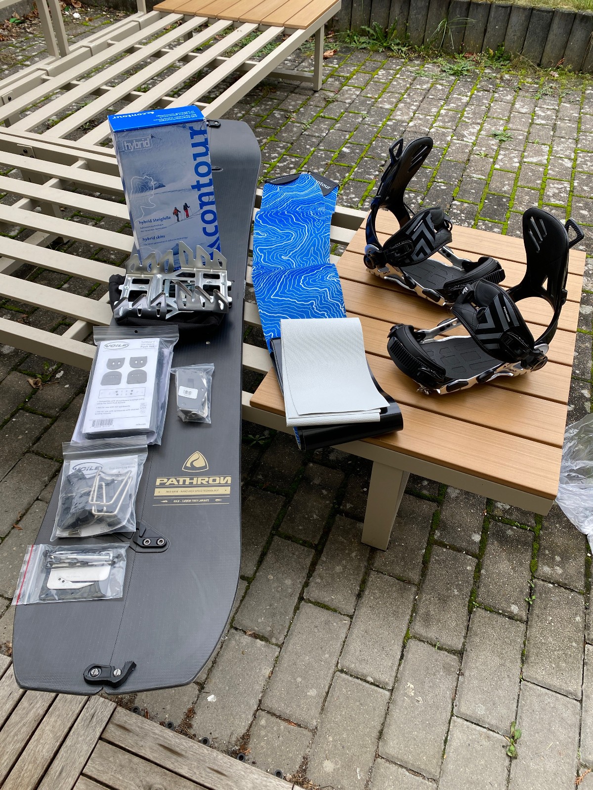 *Snowboard Pathron Carbon Gold Split inkl. Clips+Hooks+Bindung+Voile+Felle *NEU*