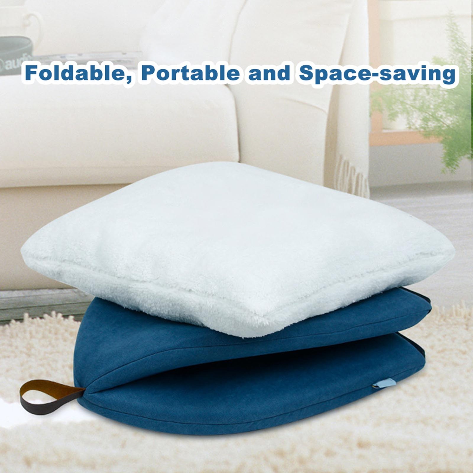 Foldable Cat Bed Breathable Cat House Indoor Pet Tent Dog Bed With Mat (Blue Si
