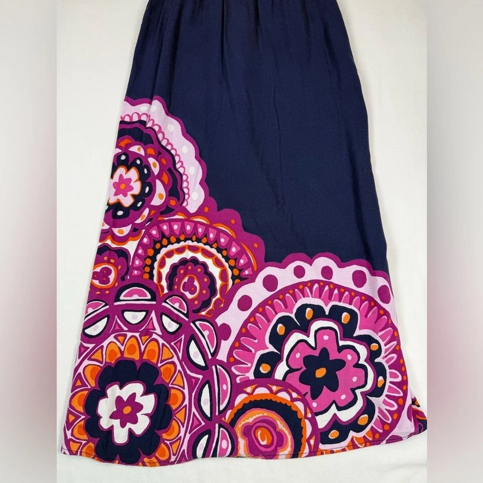 GYMBOREE Girl Navy Floral Maxi Dress 6 Boho Summer Retro 2016 Bold Sundress Y2K - Image 4 of 4