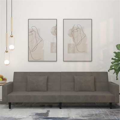 Bowery Hill Contemporary 2-Seater Sofa Bed in Dark Gray Polyester Velvet