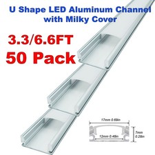 6.6FT 2M Aluminum Track Silver LED Strip Channel Diffuser System Classic U Shape