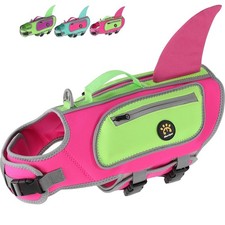 Dog Life Jacket Shark, Good Visibility Dog Life Vest for Swimming Boating, Re...