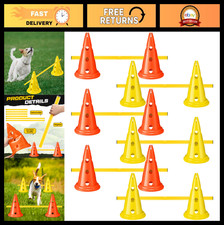 Adjustable Dog Agility Hurdle Cone Set - 12 Cones 6 Rods for Outdoor Training
