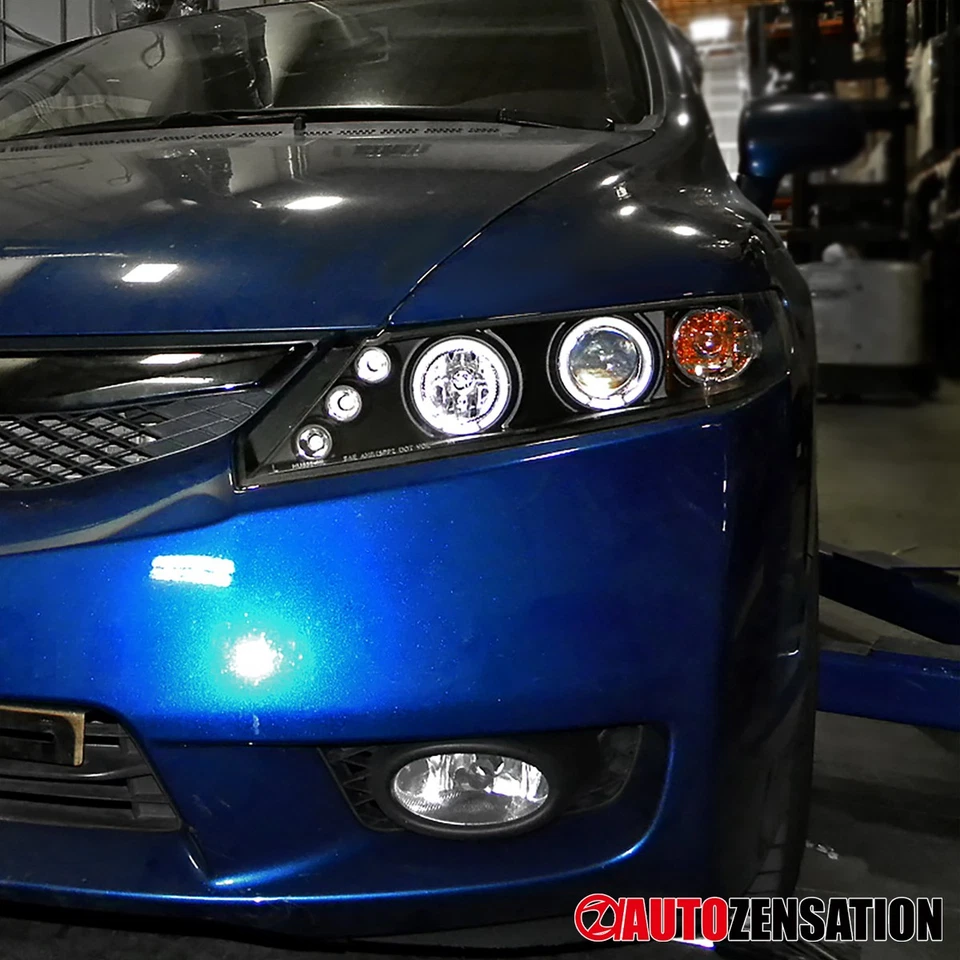 Fit 2006-2011 Honda Civic Sedan Black LED Halo Projector Headlights Lamps 06-11 Foto 2 de 4