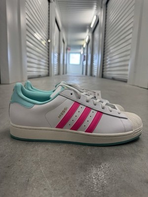 adidas Originals Superstar Messi Casual Shoes Pink/White JR1979 Men's Size 13