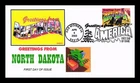 US COVER NORTH DAKOTA GREETINGS FROM AMERICA FIRST DAY ISSUE SHEKY CACHET