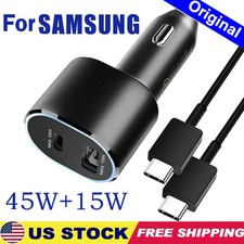Original 45W Fast Car Charger Type-C Cable For Samsung S26 S25 S24 FE S23 Ultra