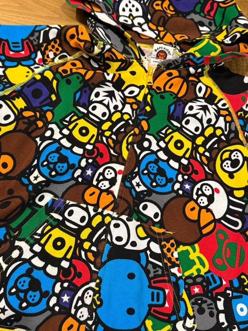 BAPE KIDS A Bathing Ape Hoodie Zip Short Sleeve Camo Safari 130cm
