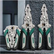 Multifunctional Folding Pliers Wire Stripper,Crimper Cable Cutter Pliers