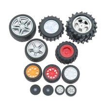 Plastic Rubber Wheel Rims Tire Tyres Build Parts Replacement for Model Car Toys