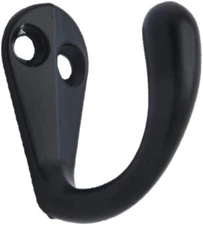 QCAA Premium Quality Single Prong Robe Hook Hanger, Zinc Die Cast, Matte Black, 