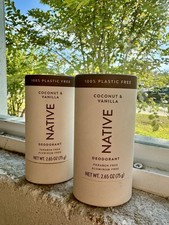 2 Native Deodorant COCONUT  VANILLA 2.65oz Plastic Free Paraben  Aluminum Free