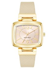 Nine West Women's Strap Watch Beige/Gold