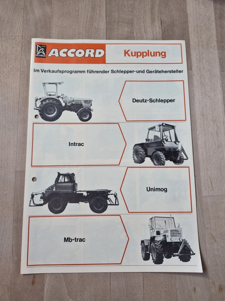 Orig. Schlepper Prospekt Accord Kupplung Traktor Deutz Unimog IHC Fendt  - Bild 1 von 1