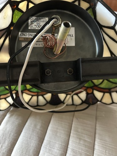 Vintage Tiffany Inspired Spectrum Wall Sconce Green, White Black Stained Glass - Picture 7 of 10