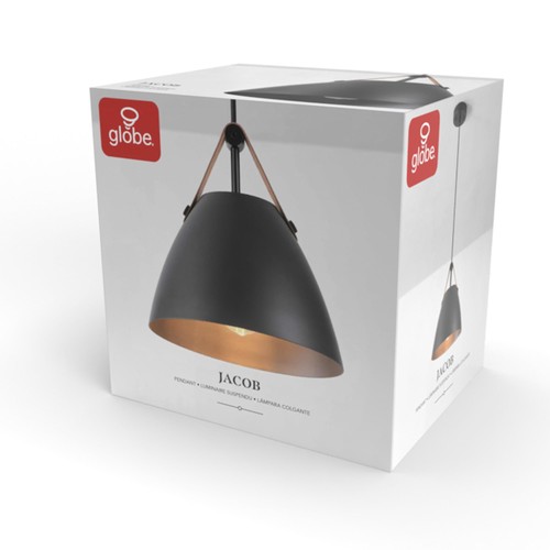 GLOBE Electric 67000099 1-Light Pendant Light Fixture, Matte Black, Faux Leat... - Picture 7 of 7